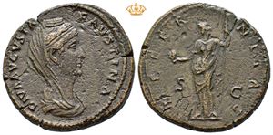 Diva Faustina Senior. Died AD 140/1. Æ sestertius (27,41 g).