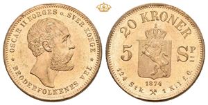 20 kroner/5 species 1874