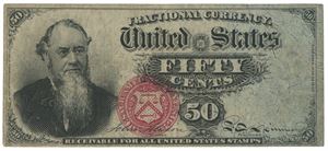 50 cents ND. Fractional currency, fourth issue. Signed Allison/Spinner