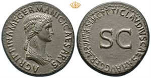 Agrippina Senior, wife of Germanicus, mother of Gaius (Caligula). Died AD 33. Æ sestertius (30,00 g).