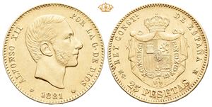 Alfonso XII, 25 pesetas 1881
