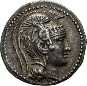 ATTICA, Athen, 134-133 f.Kr., tetradrachme (16,71 g). Hode av Athene mot høyre/Ugle på amphora