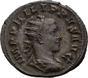 Philip II 247-249, antoninian, Roma 248 e.Kr. R: Elg gående mot venstre