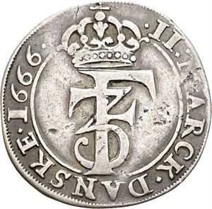 FREDERIK III 1648-1670 2 mark 1666. S.103