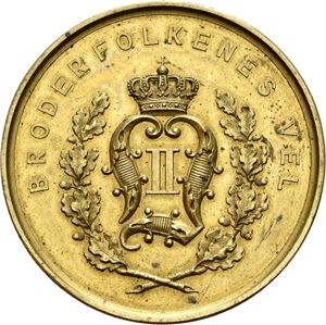 Oscar II. Belønning for fortjenstlig virksomhet. Berliner Medaillen-Münze. Tambak. 42 mm