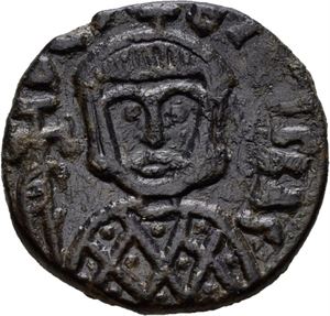 Theophilus 829-842, Æ follis, Syrakus. Byste av Theophilus/Byste av Michael II