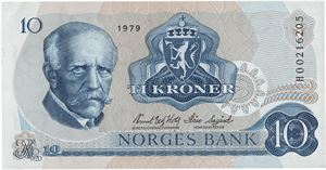 10 kroner 1979. HO0216205. Erstatningsseddel/replacement note