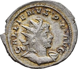 Gallienus 253-268, antoninian, Køln 257-258 e.Kr. R: To fanger sittende under trofe