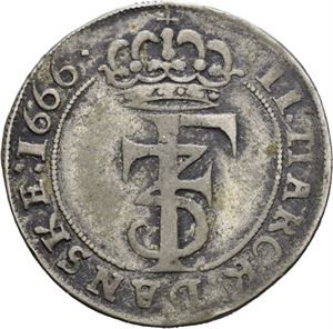 FREDERIK III 1648-1670. 2 mark 1666. S.101