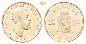 Norway. 10 kroner/2 1/2 species 1874
