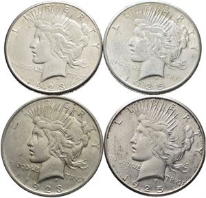 4 stk Peace dollar