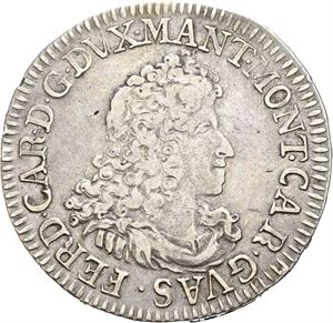 Mantua, Ferdinando, scudo 1703. Kantskade/edge nick