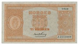 10 kroner 1949. J2553089