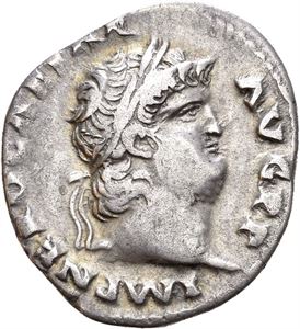 NERO 54-68, denarius, Roma 67-68 e.Kr. R: Salus sittende mot venstre