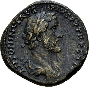 Antoninus Pius 138-161, Æ sestertius, Roma 142 e.Kr. R: Annona stående mot høyre