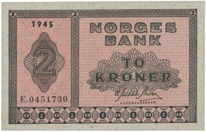 2 kroner 1945. E.0451730.