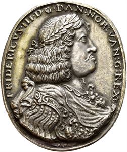 Frederik III, freden i København 1660. HLT. Sølv. 40x34 mm