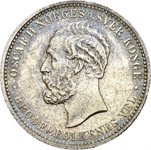 OSCAR II 1872-1905, KONGSBERG, 2 kroner 1878