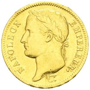 Napoleon I, 40 francs 1811 A. Har vært anhengt/has been mounted.