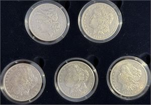 Set with 5 Morgan Dollars