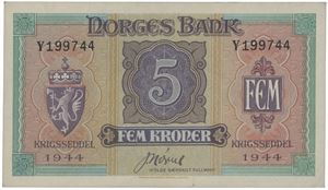 5 kroner 1944. Y199744.