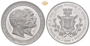 1890 Keiser Wilhelm II besøk i Christiania.  31mm, tinn.