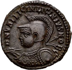 Licinius II 317-324, Æ follis, Cyzicus. R: Jupiter stående mot venstre