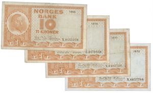 10 kroner 1966 X, 1970 X, 1971 X og 1972 X