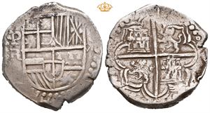 8 reales cob. Potosi mint, ca. 1605-1612. (26,95 g). Baltazar Ramos Leceta, assayer (Guardein)