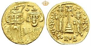 Constans II, with Constantine IV, Heraclius and Tiberius. AD 641-668.