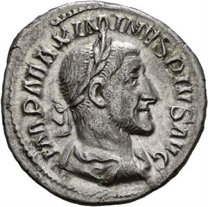 Maximinus I 235-238, denarius, Roma 236 e.Kr. R: Maximinus stående mot venstre