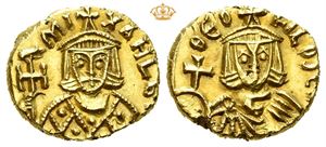 Michael II with Theophilos. AD 820-829. AV solidus (3,89 g).