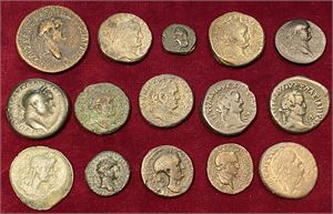 # 24. Lot of 15 Roman Provincial billon and bronze coins struck during the reign of Vespasian.