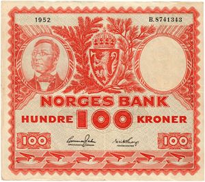 100 kroner 1952. B8741343