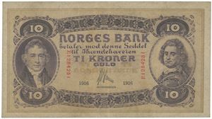 10 kroner 1916. F.1284251.