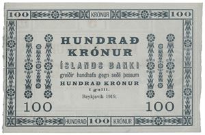 100 krónur 1919. Remainder.