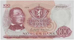 100 kroner 1974. Æ0924427.