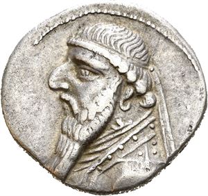 KINGS of PARTHIA. Mithradates II (121-91 BC). AR drachm (4,06 g). Rhagai mint. Struck circa 109-96/5 BC. Diademed and draped bust of Mithradates II to left / Archer (Arsakes I) seated right on throne, holding bow. Lightly toned.