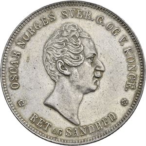 OSCAR I 1844-1859. KONGSBERG. Speciedaler 1850
