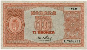 10 kroner 1950. L7092833