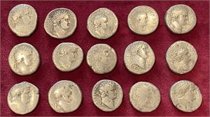 # 15: Lot of 15 tetradrachms of Vespasian (1) and Titus (14) from Antioch.