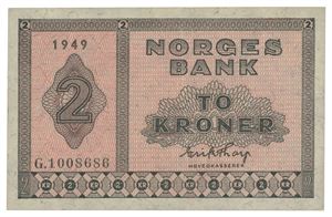2 kroner 1949. G1008686