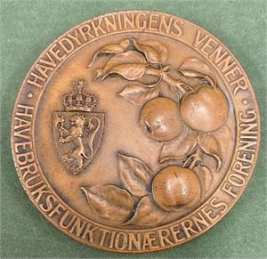 Frugtutstillingen i Kristiania 1909. Prismedalje. David Andersen. Bronse. 55 mm
