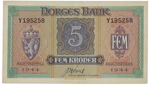 5 kroner 1944. Y195258.