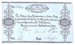 5 rigsbankdaler 1813. No.673479. Hullmakulert med to hull/hole cancelled with two holes