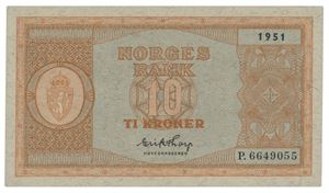 10 kroner 1951. P6649055