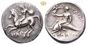 CALABRIA, Tarentum. Circa 281-272 BC. AR nomos (7,67 g)