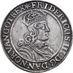 Frederik III 1648-1670. Speciedaler 1653. Har vært anhengt/has been mounted. S.22