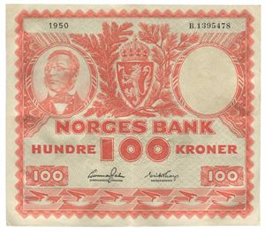 100 kroner 1950. B1395478