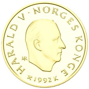 1500 kroner 1992. OL mynt nr.2.